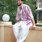 PURPLE TIE & DYE WORK KURTA PAJAM SET FOR MEN