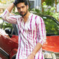 PURPLE TIE & DYE WORK KURTA PAJAM SET FOR MEN