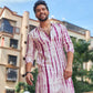 PURPLE TIE & DYE WORK KURTA PAJAM SET FOR MEN