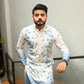 BLUE OMBRE PRINTED AND MIRROR WORK KURTA PAJAMA SET