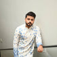 BLUE OMBRE PRINTED AND MIRROR WORK KURTA PAJAMA SET