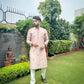 PEACH HEND WORK MOTIF EMBROIDERED KURTA WITH BLACK PAJAMA