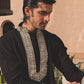 BLACK SILK KURTA WITH GOLDEN ZARI EMBROIDERY