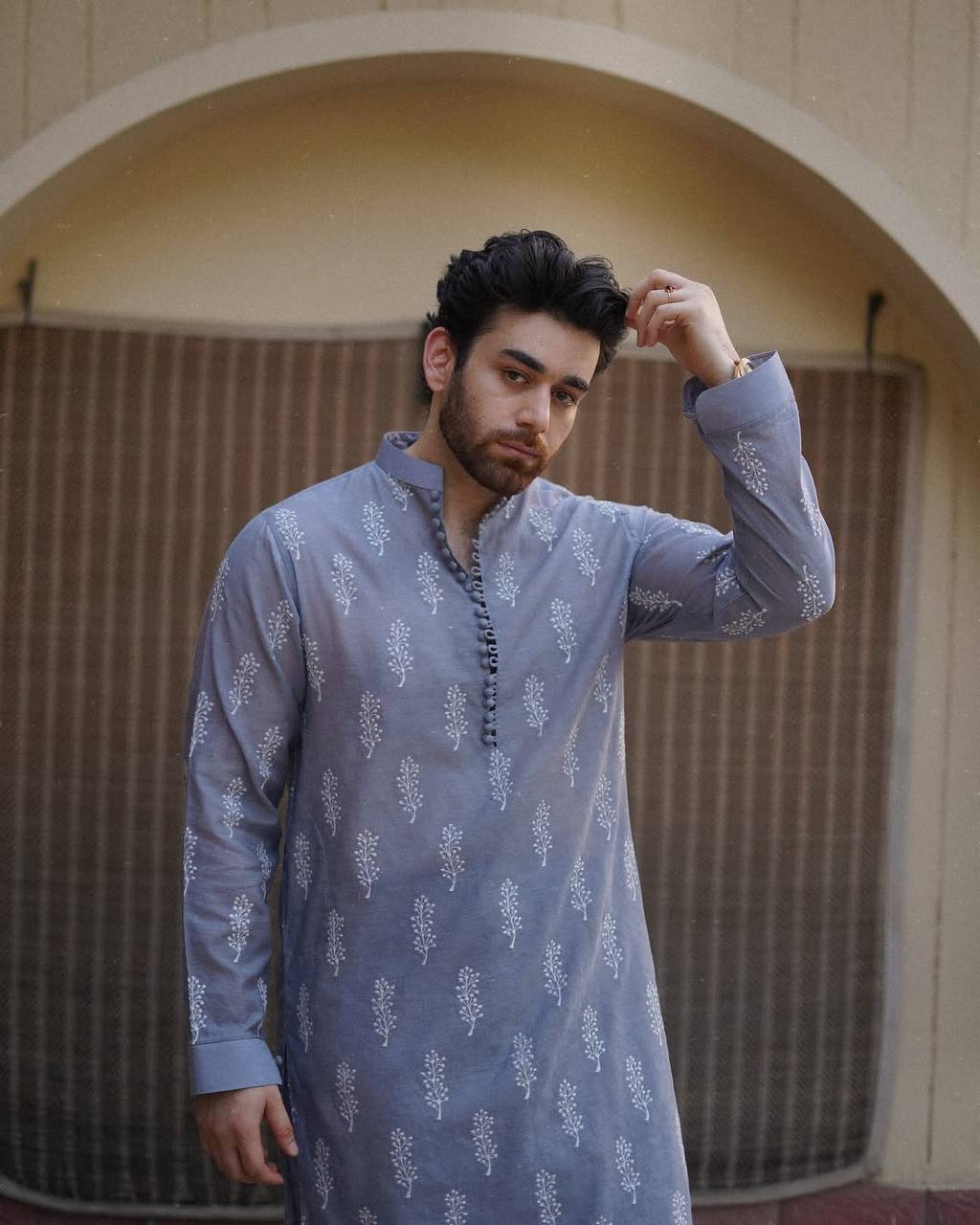 BLUE KURTA WITH PAJAMA FOR MENS