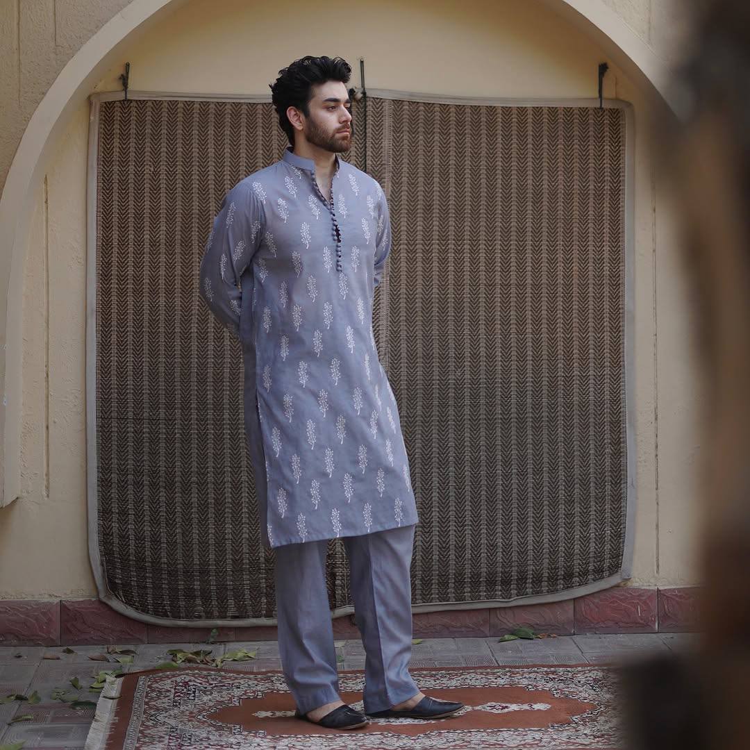 BLUE KURTA WITH PAJAMA FOR MENS