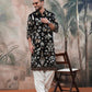 MEN'S EMBROIDERED BLACK  KURTA PANT SET