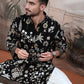 MEN'S EMBROIDERED BLACK  KURTA PANT SET