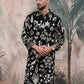 MEN'S EMBROIDERED BLACK  KURTA PANT SET