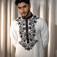 COTTON NECK EMBROIDERED WHITE KURTA WITH BLACK PAJAMA