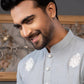STEEL BLUE EMBROIDERED BUTTI  KURTA WITH  PAJAMA