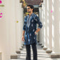 OXFORD BLUE NECK EMBROIDERED WORK KURTA WITH PAJAMA FOR MENS