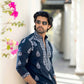 OXFORD BLUE NECK EMBROIDERED WORK KURTA WITH PAJAMA FOR MENS