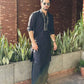 BLACK NECK COTTON EMBROIDERED WORK KURTA PAjaMA SET FOR MEN'S