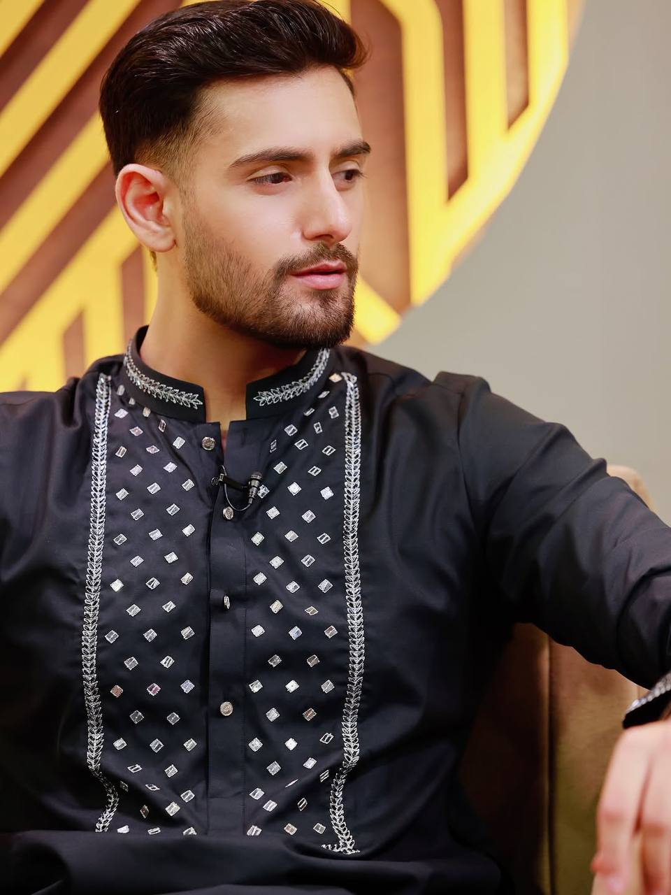 TRADITIONAL HEAVY EMBROIDERY ON NECK WITH MIRROR WORK KURTA PAJAMA SET