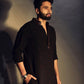 BLACK RED MOTIF EMBROIDERED KURTA WITH BLACK PAJAMA