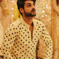 CREAM COLORED KURTA WITH BLACK LEAF MOTIFS KURTA WITH PAJAMA