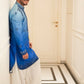 BLUE NECK AND BUTTI  EMBROIDERED WORK KURTA PAJAMA SET FOR MEN'S