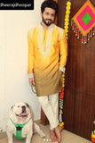 YELLOW NECK OMBRE KURTA SET