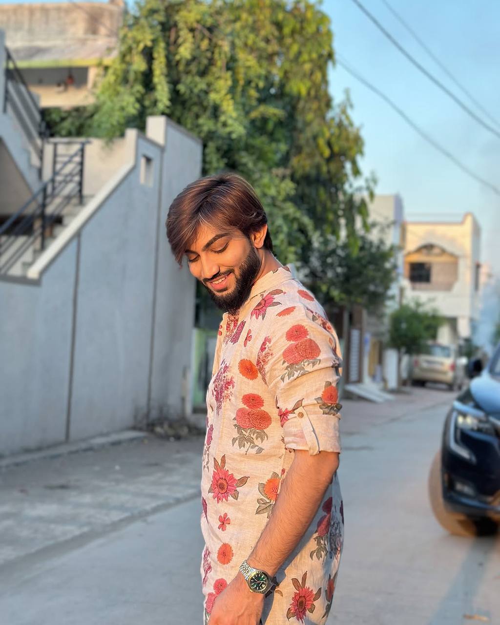 IVORY ROSE  PRINTED KURTA PAJAMA SET FOR MEN'S