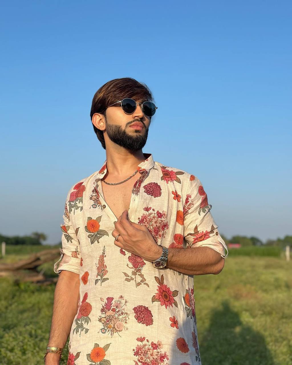 IVORY ROSE  PRINTED KURTA PAJAMA SET FOR MEN'S