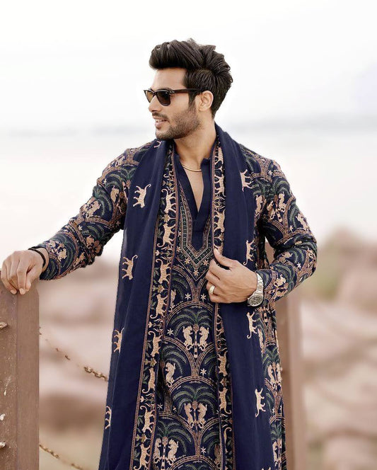 NAVY BLUE KURTA WITH PANT WITH DUPATTA