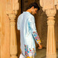 SKY BLUE KRISHNA WITH COW PRINT KURTA PAJAMA