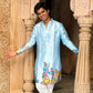 SKY BLUE KRISHNA WITH COW PRINT KURTA PAJAMA