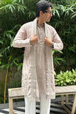 BLUSH PINK EMBROIDERRED KURTA PAJAMA WITH DUPATTA SET FOR MEN'S