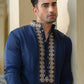 NAVY BLUE NECK JARI HEAVY EMBROIDERED KURTA WITH PANT SET