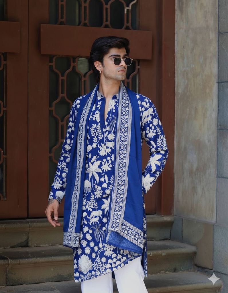 ROYAL  BLUE KURTA WITH PANT WITH DUPATTA
