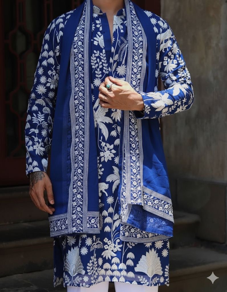 ROYAL  BLUE KURTA WITH PANT WITH DUPATTA