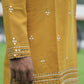 Mustard Yellow V-Neck Kurta with Elegant Butti Work