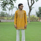 Mustard Yellow V-Neck Kurta with Elegant Butti Work