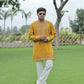 Mustard Yellow V-Neck Kurta with Elegant Butti Work