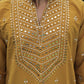 Mustard Yellow V-Neck Kurta with Elegant Butti Work