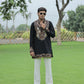 Black Peacock Motif with Mirror Work Kurta