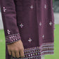 Wine V-Neck Kurta with Elegant Butti Work