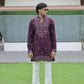Wine V-Neck Kurta with Elegant Butti Work