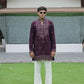 Wine V-Neck Kurta with Elegant Butti Work