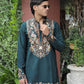 Bottle Green Peacock Motif with Mirror Work Kurta