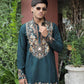 Bottle Green Peacock Motif with Mirror Work Kurta