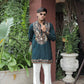 Bottle Green Peacock Motif with Mirror Work Kurta