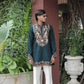 Bottle Green Peacock Motif with Mirror Work Kurta