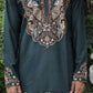 Bottle Green Peacock Motif with Mirror Work Kurta