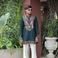Bottle Green Peacock Motif with Mirror Work Kurta