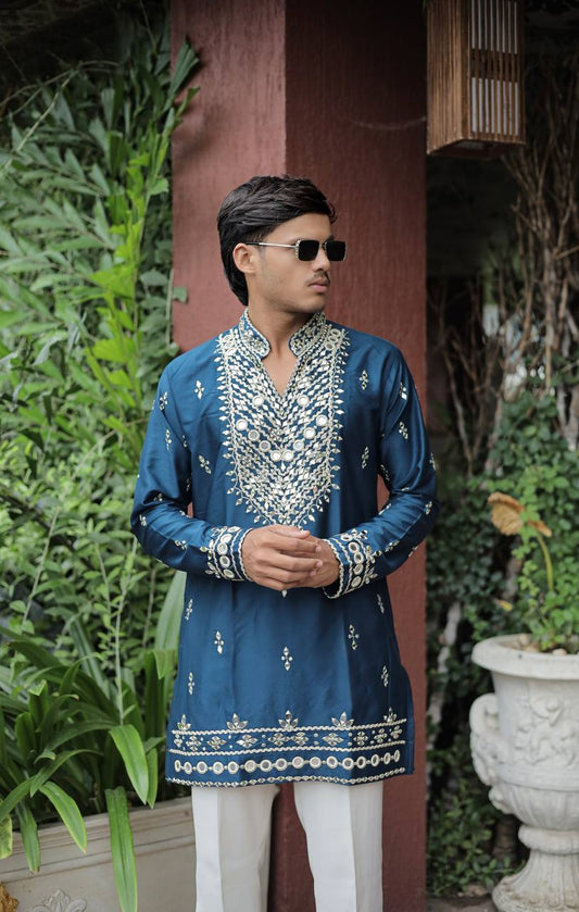 Morepeach V Neck Real Mirror Work Kurta
