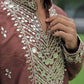 Brown V Neck Real Mirror Work Kurta