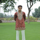 Brown V Neck Real Mirror Work Kurta