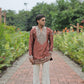 Brown V Neck Real Mirror Work Kurta