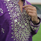 Violet V Neck Real Mirror Work Kurta